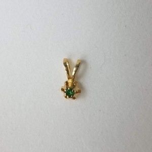 Genuine Natural Emerald Pendant in 14K Gold